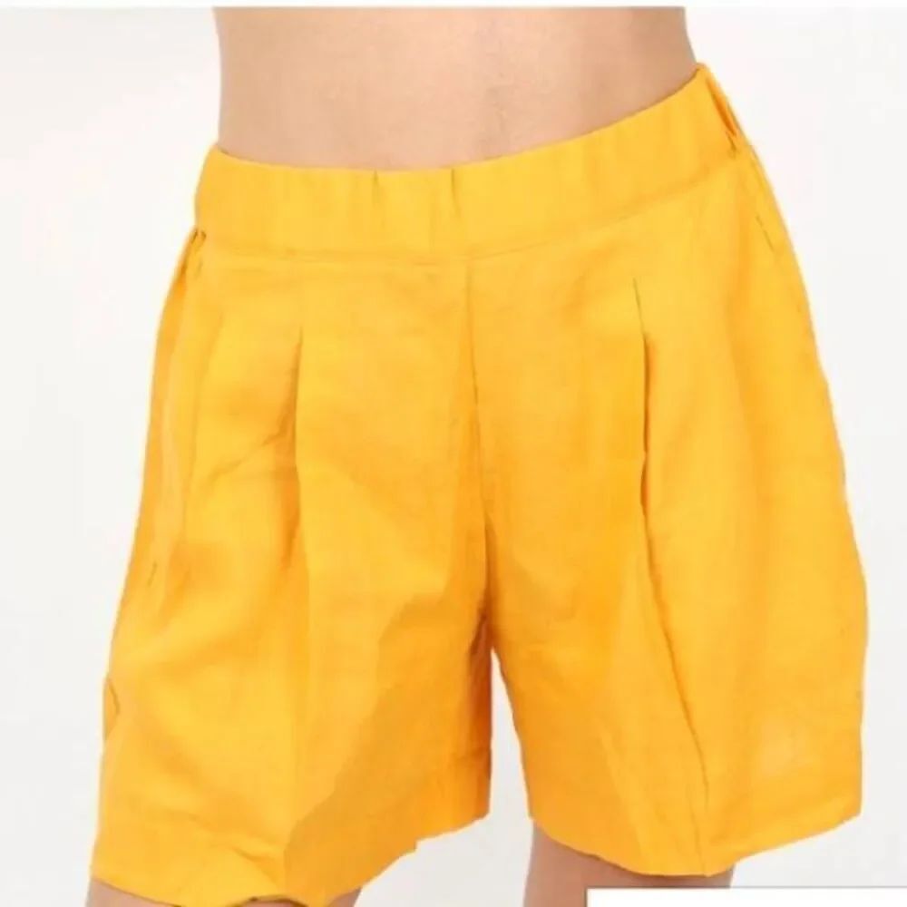 ASCENO orange organic linen shorts sz Small